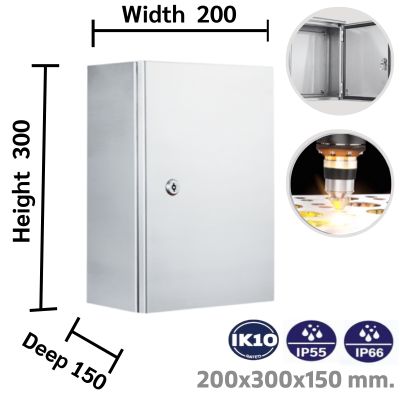 200x300x150 mm. ตู้สแตนเลสรุ่นมาตรฐาน 1 ตู้สแตนเลส 200x300x150