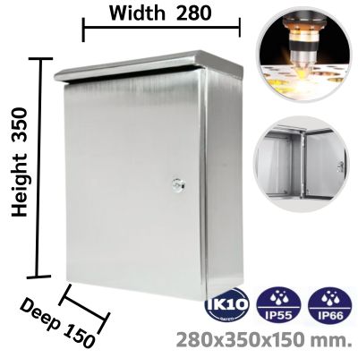 ตู้สแตนเลสฝาทึบหลังคาเชื่อม 280x350x150 mm. 1 ตู้สแตนเลสฝาทึบ 1 ชั้น